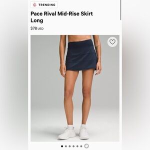 LuluLemon Pace Revival Mid-Rise Skirt